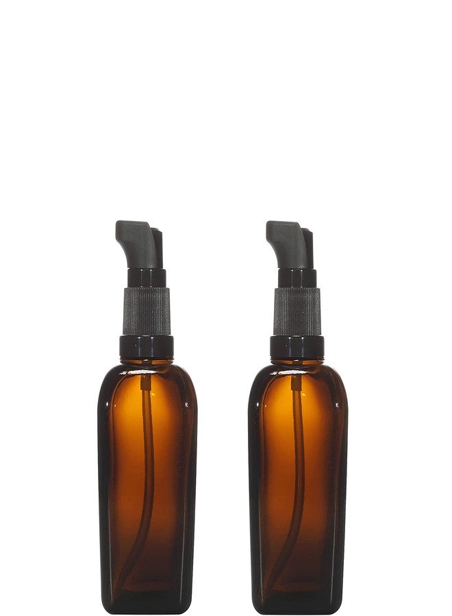 Devinez Multipurpose Amber Color Square Glass Bottle, 30 ml with Black Lotion Pump & Cap (Pack of 2), for Beauty, Essential Oils, Blends, Skin Care, Travel, Toners, Cosmetic & DIY - Image 1