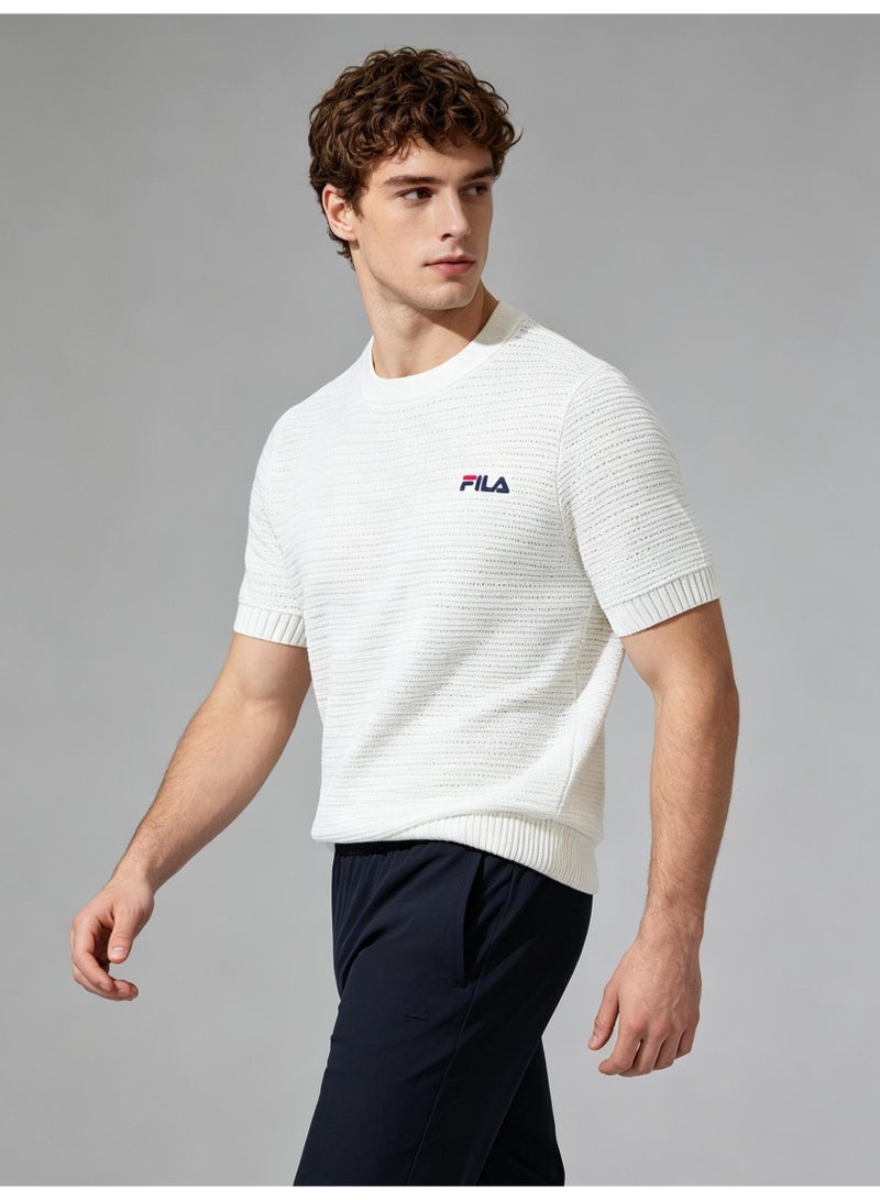 فيلا FILA men's and women's waffle knitted short-sleeved t-shirts - Image 5