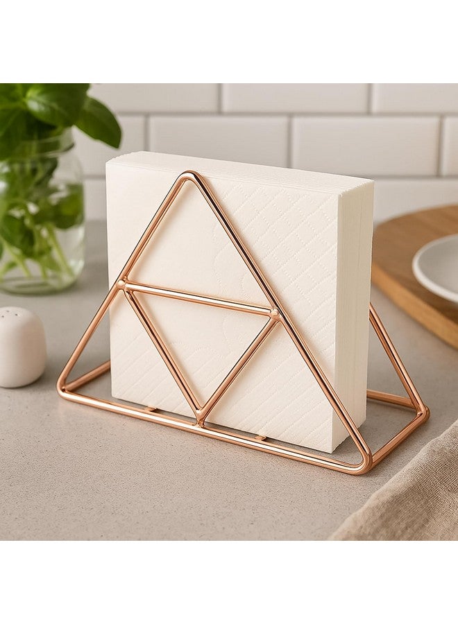 CentraLit حامل المناديل CentraLit لطاولة الطعام - حامل ورق المناديل للمطبخ، الطاولة، ديكور المنزل، المكتب، المطعم، منظم موزع المناديل لطاولات العشاء، المطبخ، الحمام (ذهبي وردي) - Image 1