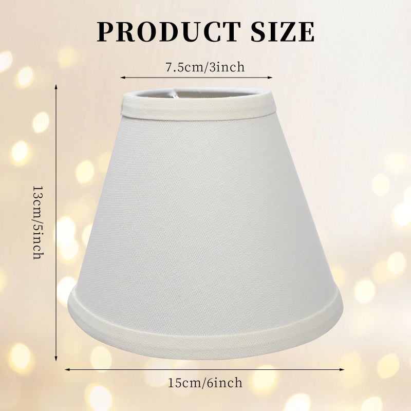 TANEMUDO 12 Pack Small Lamp Shade 3" x 6" x 5" White Barrel Fabric Lampshade Cover Beige Linen for Table Floor Lamp Eyes Protected Appearance - Image 2