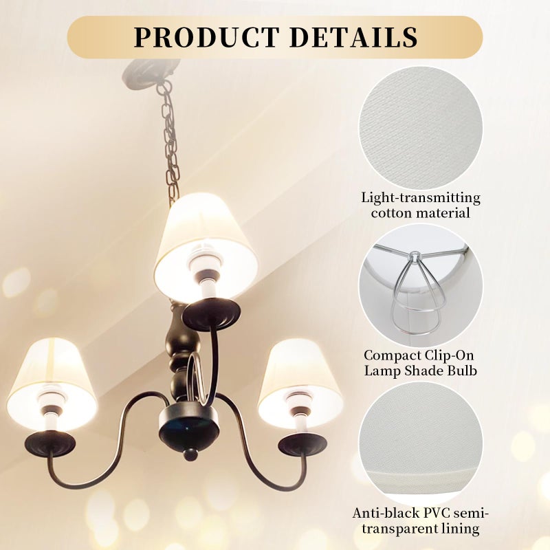 TANEMUDO 12 Pack Small Lamp Shade 3" x 6" x 5" White Barrel Fabric Lampshade Cover Beige Linen for Table Floor Lamp Eyes Protected Appearance - Image 3