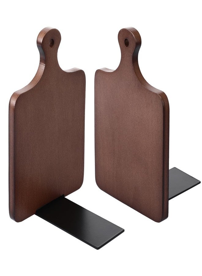 Jetec Wood Bookends, Kitchen Cookbook Bookends Quality Cutting Board Decorative Wooden Book Ends for Office Files Magazine Kitchen Books(Dark Walnut Color,Beech) - Image 1