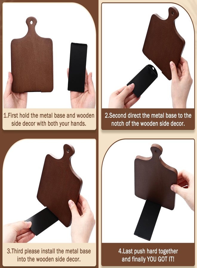 Jetec Wood Bookends, Kitchen Cookbook Bookends Quality Cutting Board Decorative Wooden Book Ends for Office Files Magazine Kitchen Books(Dark Walnut Color,Beech) - Image 3