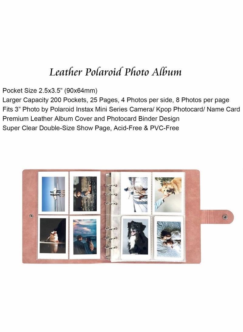 Excefore Photo Albums 200 Pockets Premium Leather Fujifilm Instax Mini Album - Image 2