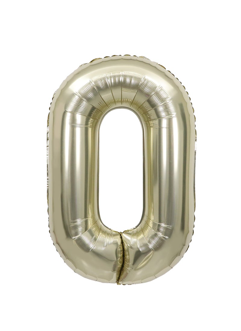 Party Zone White Gold Foil Balloon Number 0 33" 