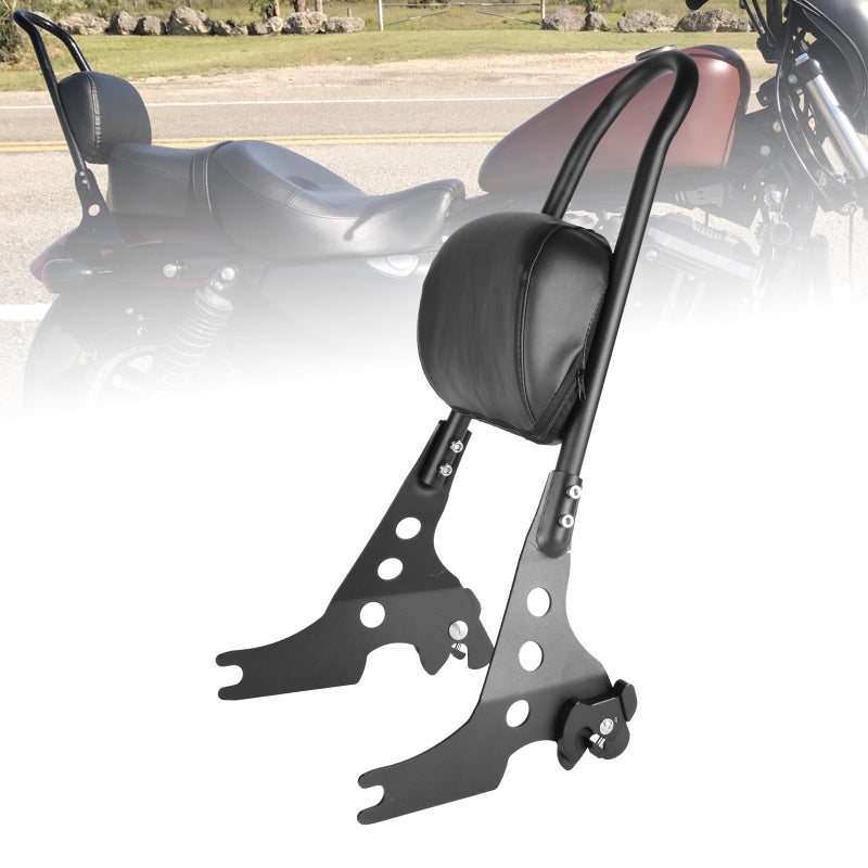 Goldfire Motorcycle Sissy Bar Detachable Rear Passenger Upright Backrest WCushion Pad for Harley Sportster XL 883 1200 2004Up