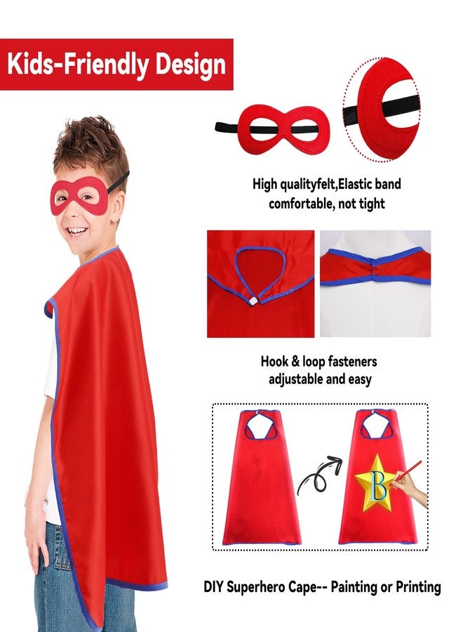 D.Q.Z Superhero Capes and Masks for Kids 16 Set, Boys Super Hero Party Favor Costume, 3 years old Girls Gifts Birthday Toys (Red) - Image 5