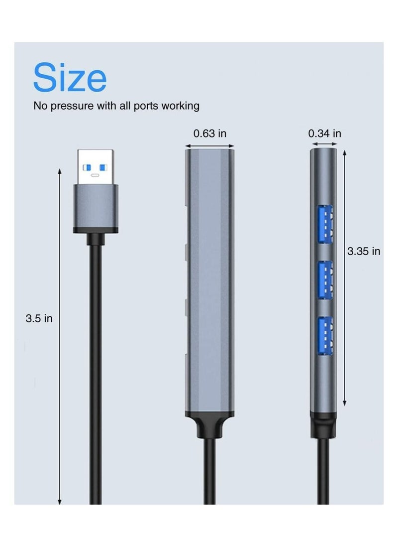 Mini USB Hub Extensions, USB Hub for Laptop, 4 Port USB 3.0 Hub Expander, Ultra Slim Portable Data Hub Applicable for Laptop, Mouse, PC, USB Splitter Aluminum, USB Adapter Station