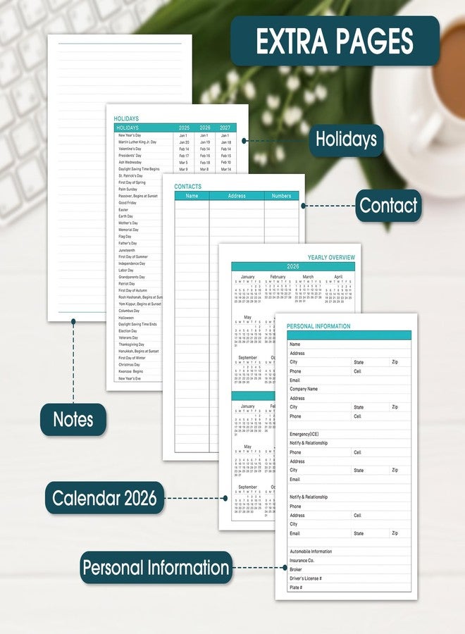 Ymumuda 2026 Planner - JAN.2026 - DEC. 2026, Calendar 2026 Daily Weekly and Monthly, 8.4" X 6", 12-Month Academic Planner for Women, Spiral Bound, Stickers, Ideal School Office Supplies, Green-Golden - Image 4
