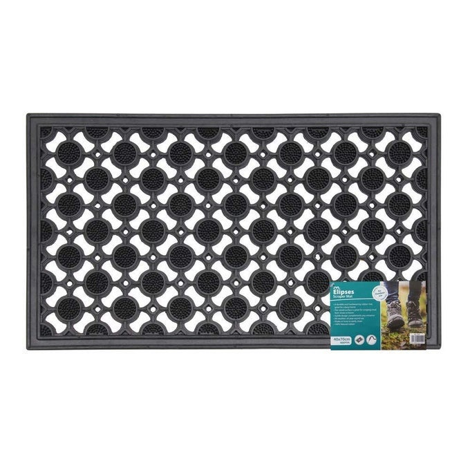 HEAVY DUTY RUBBER ELIPSE CIRCLES DESIGN FLOOR DOOR MAT SUITABLE FOR CARAVAN HOME OFFICE 40 X 70 CM