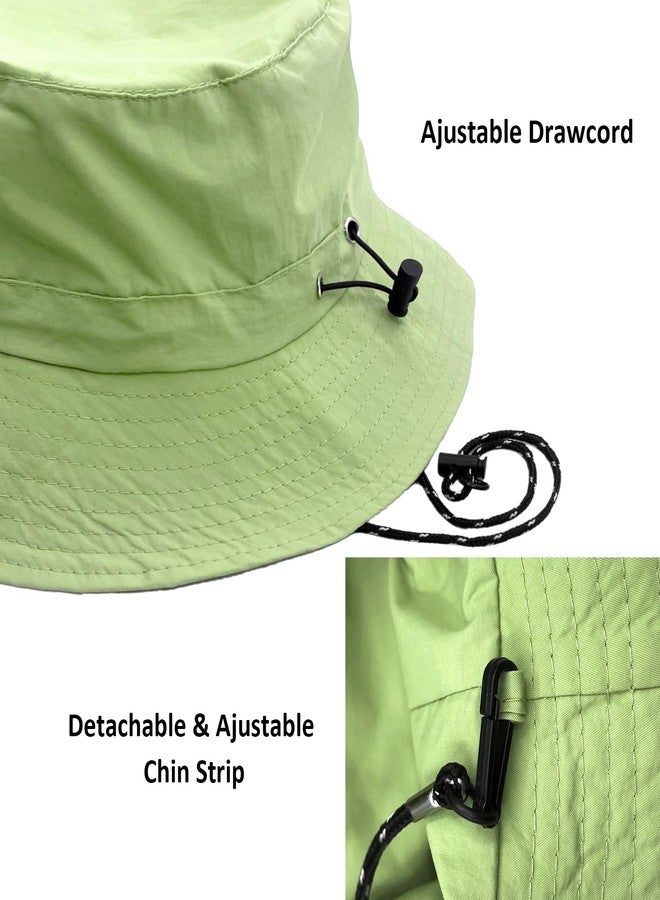 woogwin Waterproof Bucket Rain Hat with Chin Strap Quick Dry Packable Boonie Sun Hat Safari Hat UV Protection(Apple Green) - Image 2