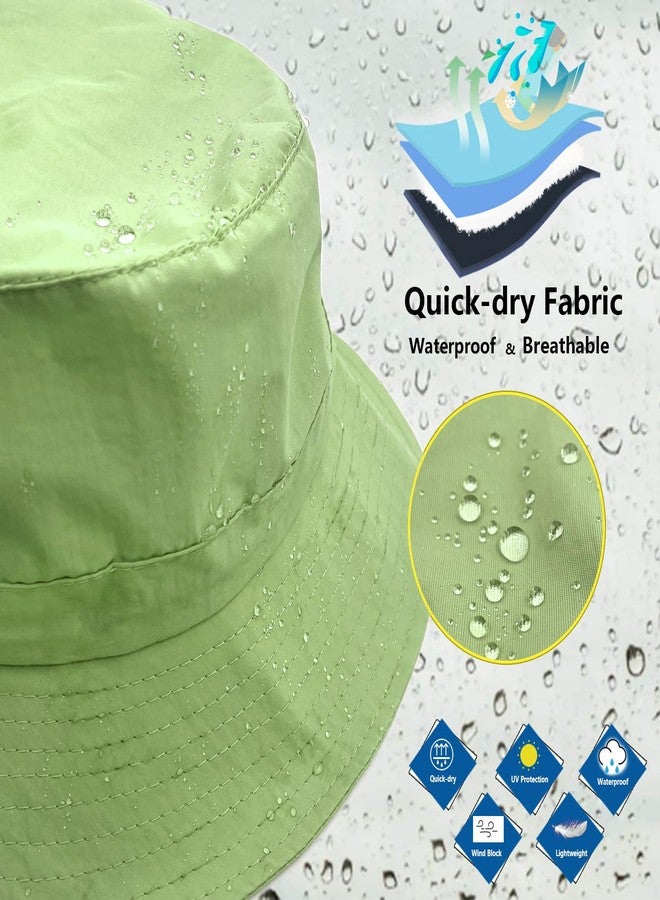 woogwin Waterproof Bucket Rain Hat with Chin Strap Quick Dry Packable Boonie Sun Hat Safari Hat UV Protection(Apple Green) - Image 3