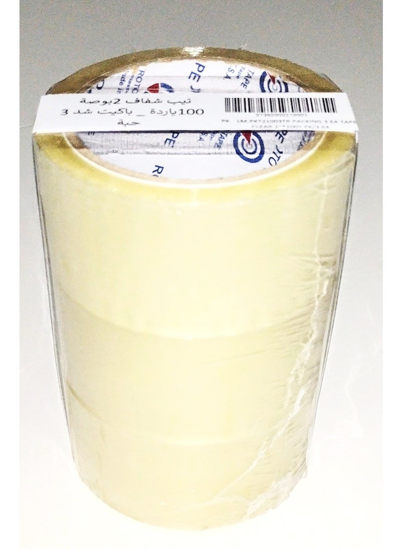 Roto Transparent Packing Tape From ROTO , PK/3 Rolls, 2" Wide, 100 Yards Long for Packaging, Strong and Heavy Duty for Sealing Boxes, Parcels, Mail and Office Supplies - Image 2