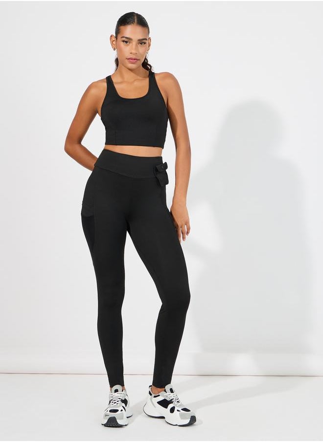 Styli Mini Waist Pouch Detail Side Pocket Leggings  - Image 1