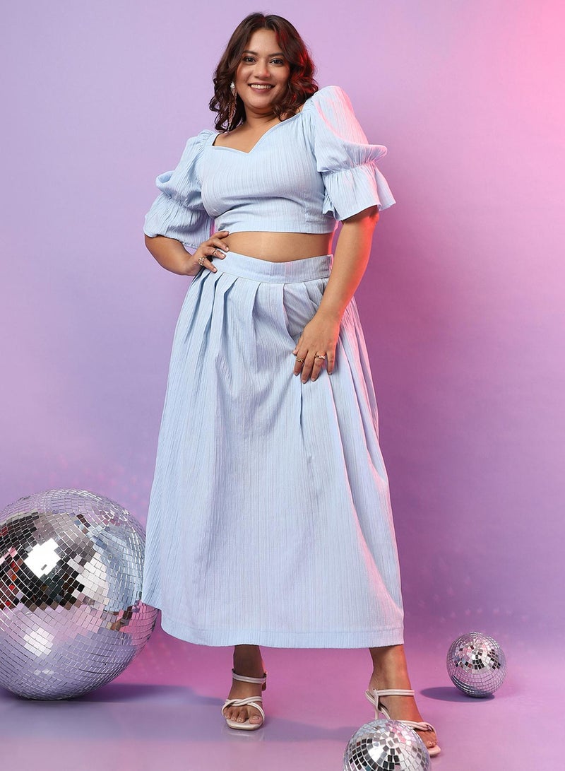 Instafab Plus Women's Light Blue Cropped Co-Ord Set - Image 1