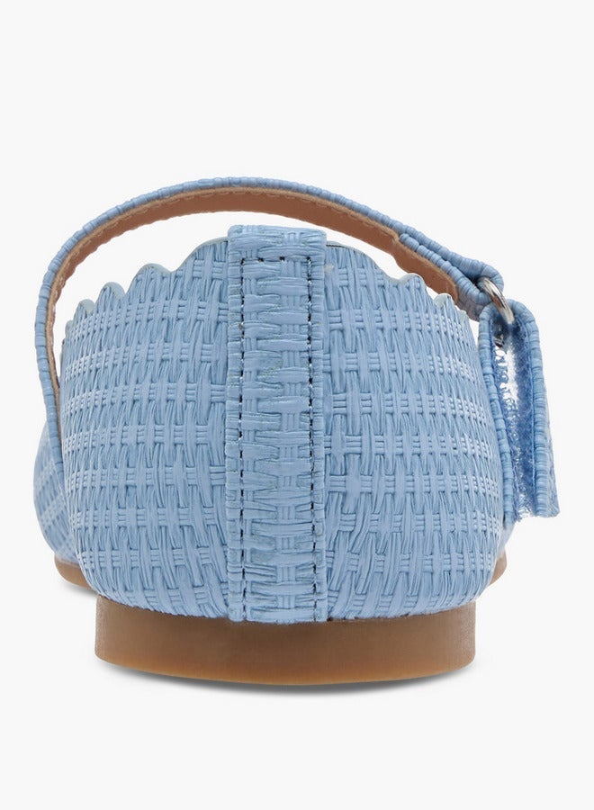 JUNIORS Girls Scallop Detail Ballerina Shoes with Hook and Loop Closure - Image 5