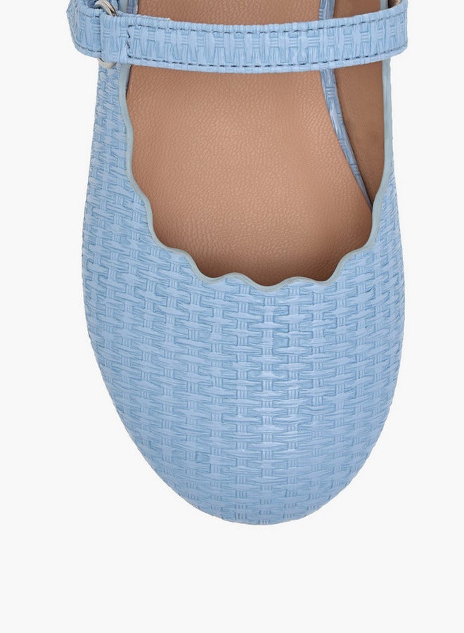 JUNIORS Girls Scallop Detail Ballerina Shoes with Hook and Loop Closure - Image 4