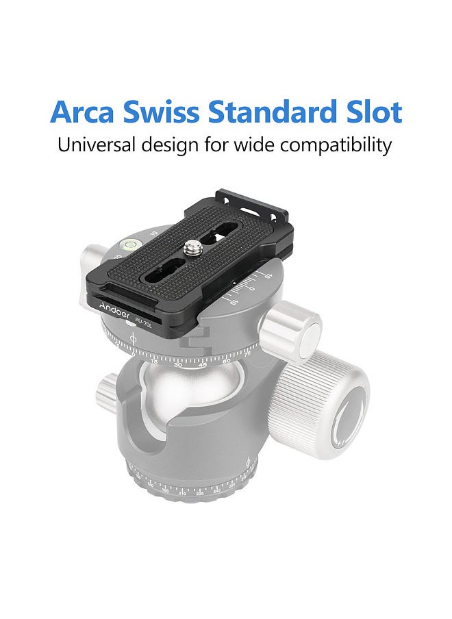 ANDOER - PU-70L Quick Release Plate 70mm QR Plate 1/4 Inches Mounting Screw Compatible with Arca Swiss Standard Tripod Head - Image 1