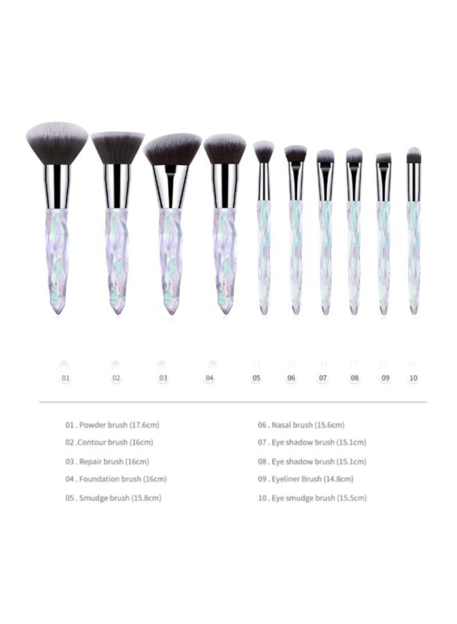 Beauenty 10-Piece Makeup Brush Set Silver/Clear/Black - Image 5