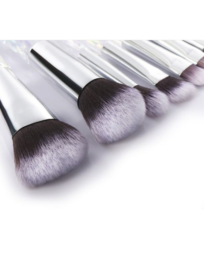 Beauenty 10-Piece Makeup Brush Set Silver/Clear/Black - Image 3