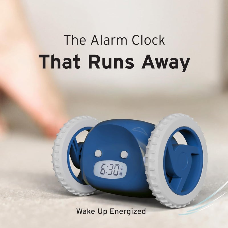CLOCKY Loud Alarm Clock for Heavy Sleepers on Wheels (Adults Kids Teens Bedroom), Run Away, Moving, Annoying, Jump, Roll, 1-Time Snooze, Wake Up Energized, Digital-Funny Gift (Navy) - Image 5