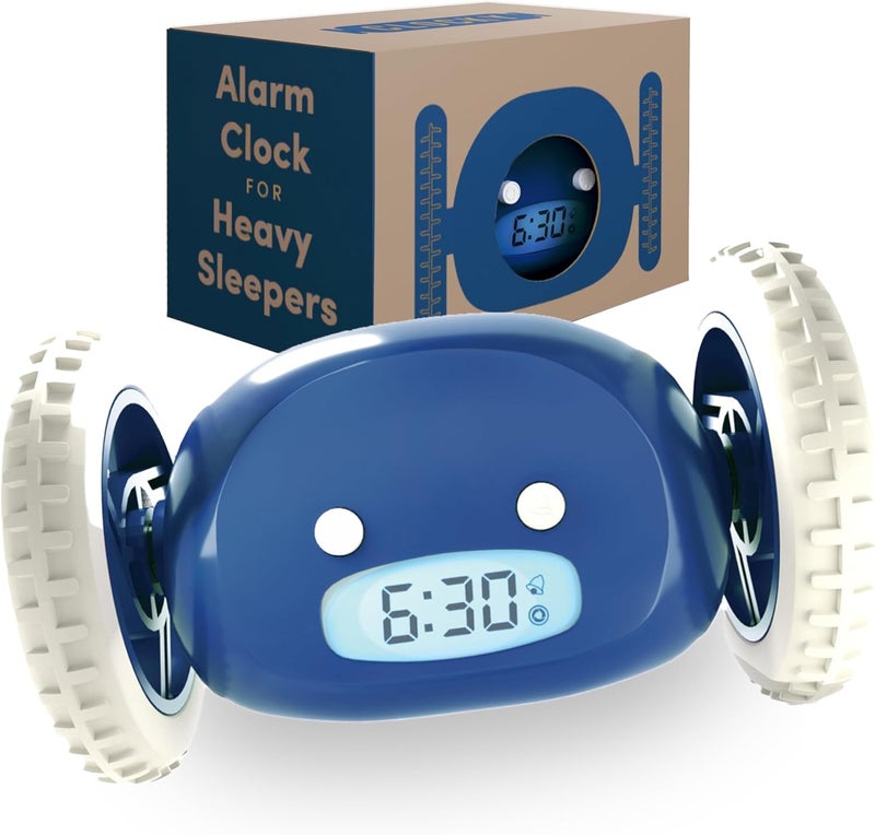 CLOCKY Loud Alarm Clock for Heavy Sleepers on Wheels (Adults Kids Teens Bedroom), Run Away, Moving, Annoying, Jump, Roll, 1-Time Snooze, Wake Up Energized, Digital-Funny Gift (Navy) - Image 1