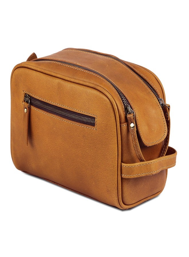 KomalC Travel Toiletry Bag - Premium Leather Dopp Kit for Men & Women with Water-Resistant Lining & Spacious Zippered Organizer - Image 1