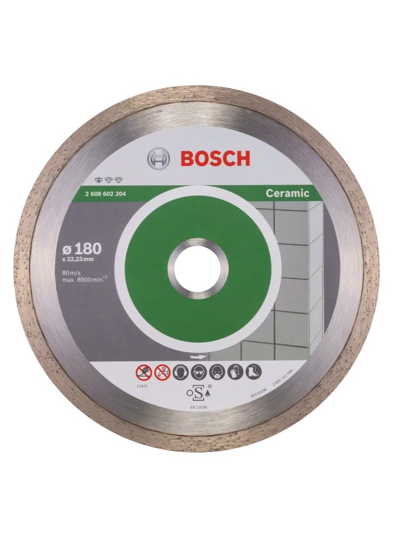 Bosch 7” Diamond Cutting Disc for Ceramic (Chamfered) – 180 × 22.23 mm – 2608602204 - Image 1