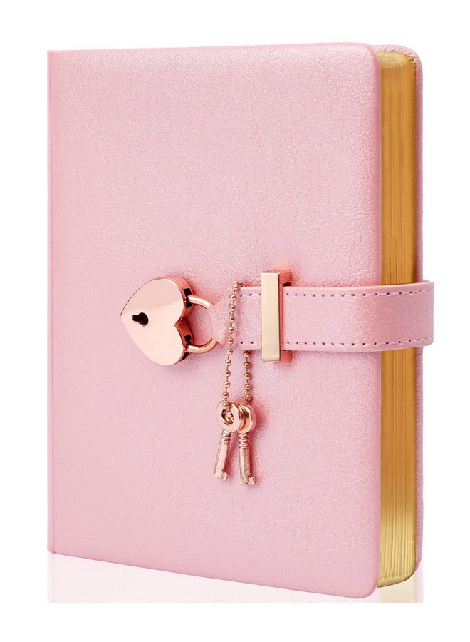 CAGIE Diary With Lock And Key For Girls Ages 8-12 Journal With Lock 296 Gold Edged Pages Heart-Shaped Locked Journal For Women Teen Girls With Gift Box, 5.3 X 7 Inch, Pink - Image 1