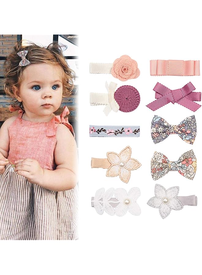 إيروريكس مجموعة من 10 عصابات رأس وإكسسوارات فيونكات شعر للبنات الصغار على شكل زهور، عصابات شعر ناعمة من النايلون، رأس مزهر - Image 1