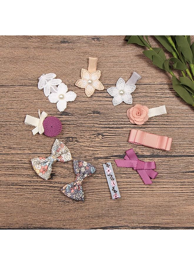 إيروريكس مجموعة من 10 عصابات رأس وإكسسوارات فيونكات شعر للبنات الصغار على شكل زهور، عصابات شعر ناعمة من النايلون، رأس مزهر - Image 4