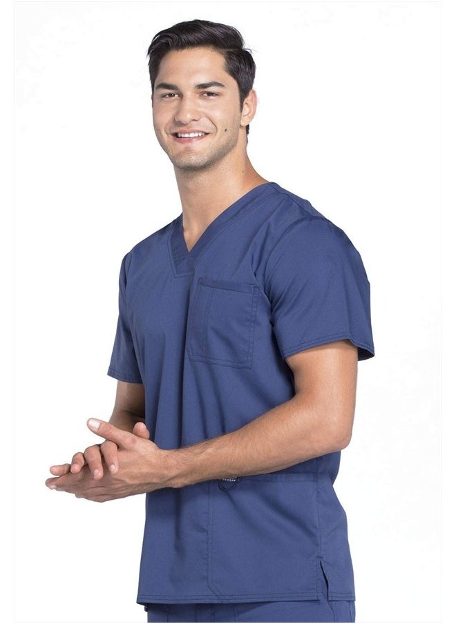Cherokee V- Neck Men's Scrubs Top with Pockets WW670, XL, Navy  - Image 3