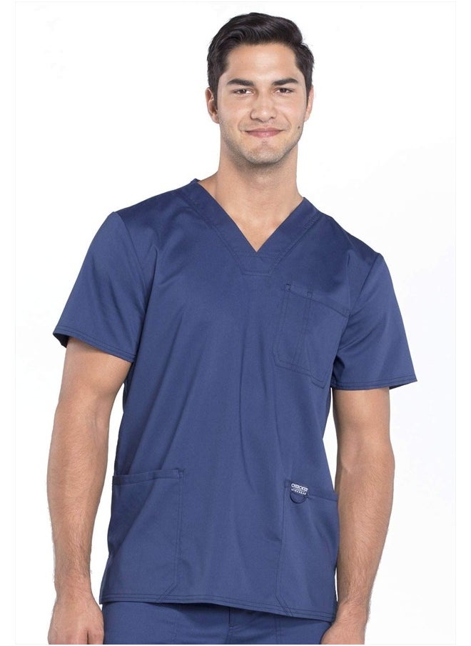 Cherokee V- Neck Men's Scrubs Top with Pockets WW670, XL, Navy  - Image 1