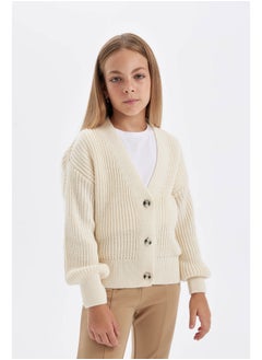 DeFacto Girl Tricot Regular Fit V Neck Long Sleeve Cardigan  - Image 3