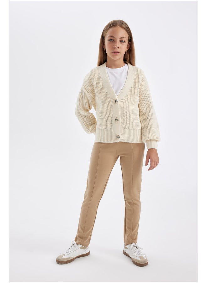 DeFacto Girl Tricot Regular Fit V Neck Long Sleeve Cardigan  - Image 4