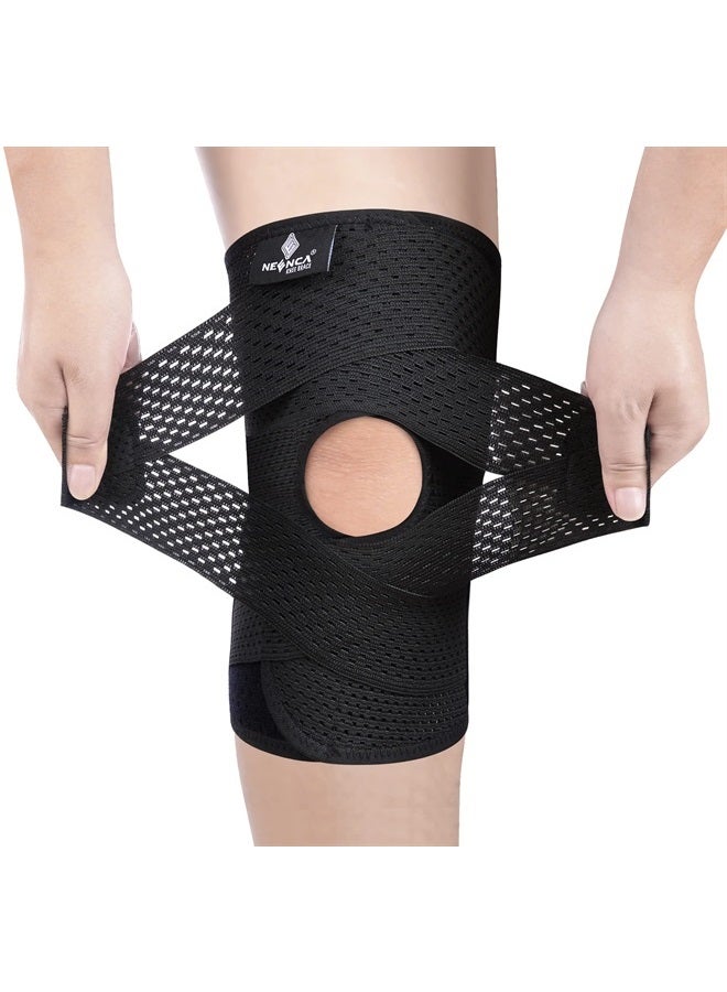 NEENCA Knee Brace for Knee Pain, Compression Knee Support with Air Mesh Fabric, Adjustable Knee Wrap with Side Stabilizers, Ultra-Soft Bandage for Sports, Running, Meniscus Tear, ACL, Arthritis Relief - Image 1
