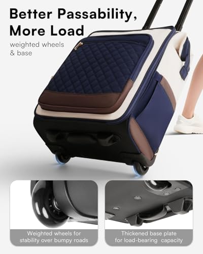 Arcoyard Rolling Backpack for Women, Travel Backpack with Wheels, Vertical Storage Wheeled Laptop Backpack, Backpack on Wheels for College Business Work Overnight, Stylish Rolling Laptop Bag, Navy Blue - Image 5