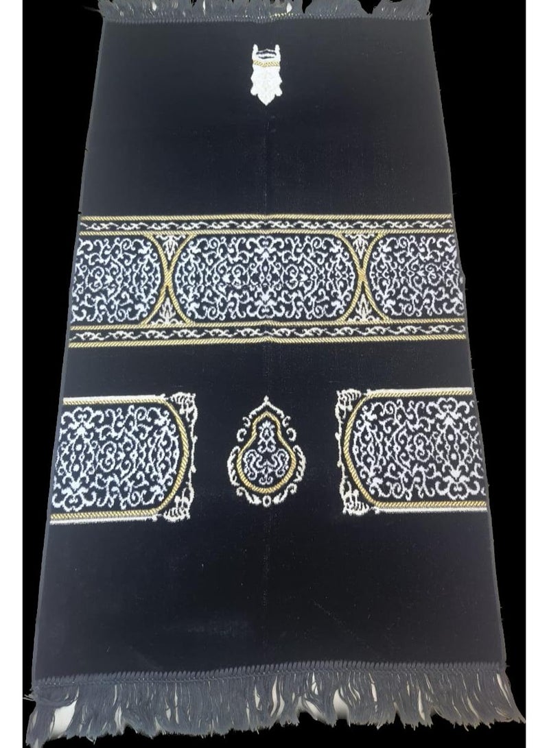 A prayer rug in the shape of the door of the Kaaba, the Maqam of Abraham, and others, in distinctive and varied shapes, black color - Image 3