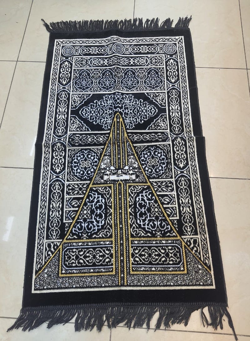 A prayer rug in the shape of the door of the Kaaba, the Maqam of Abraham, and others, in distinctive and varied shapes, black color - Image 4