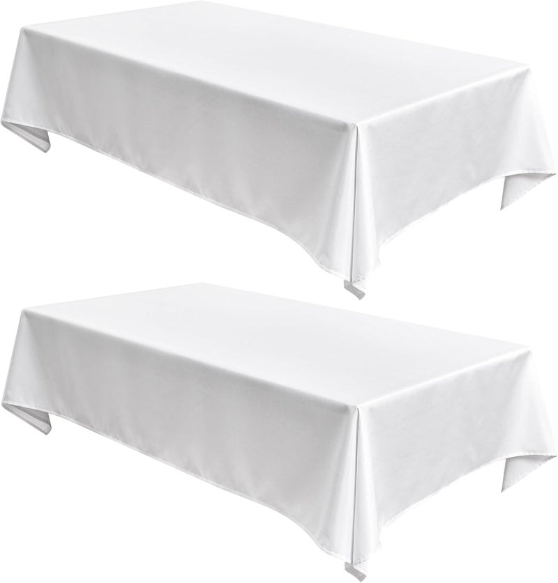 Fitable Linen Textured Tablecloths 2 Pack Faux Burlap Rectangle Table Clothes for 6 Foot Tables Rustic Table Covers for Buffet Banquet Kitchen Dining Party Farmhouse White 54 x 108 Inch - Image 1