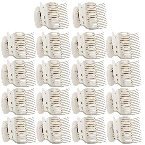 Aniann 18 Pieces Hot Roller Clips Plastic Hair Curler Claw Clips Replacement for Small, Medium, Large and Jumbo Hair Rollers (White) - Image 1