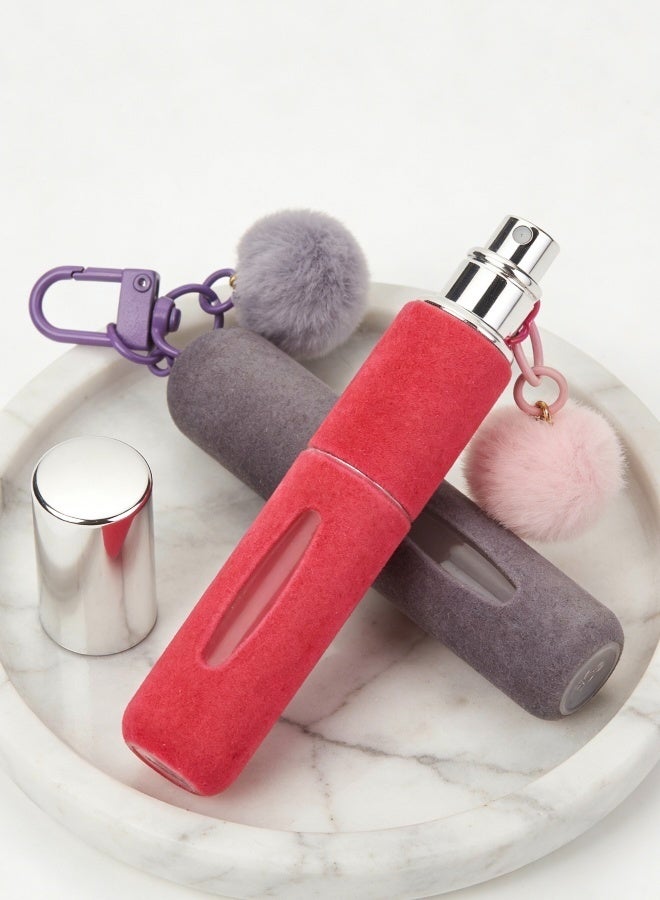 4 Pieces of  Plush Portable Travel Perfume Bottles Multicolour with Keychain Attached Refillable Fragrance Atomizers for On the Go Leakproof Mini Perfume Dispensers with Soft Plush Cover for Purse Bag and Travel - Image 4