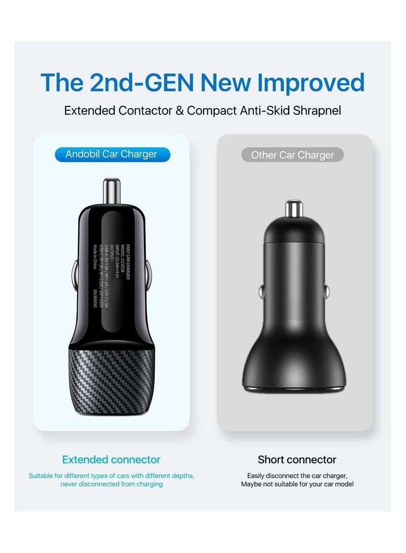 شاحن سيارة USB C، شاحن سيارة سريع 38 واط من فون بلانيت مع منفذ مزدوج PD&QC 3.0 متوافق مع آيفون - Image 4