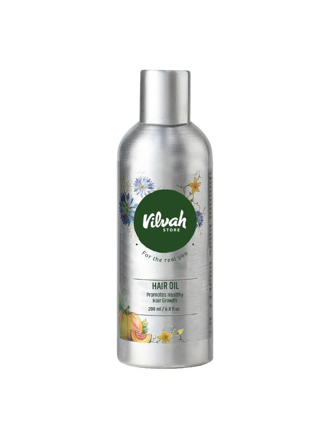 vilvah STORE Hair Oil With Black Seed Oil Extracts Reduces Hair Fall and Rejuvenate Hair and Scalp -100% Natural Oils - Vitamin E, 200ml - Image 1