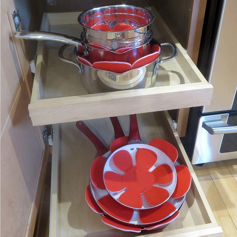 Evelots Pot and Pan Scratch Protectors for Stacking -12 Pack- Ceramic, Glass Cookware Divider, Nonstick Pad -Soft Anti-Slip Felt Separator - No Scratching or Marring When Stacking - 3 Convenient Sizes - Image 2