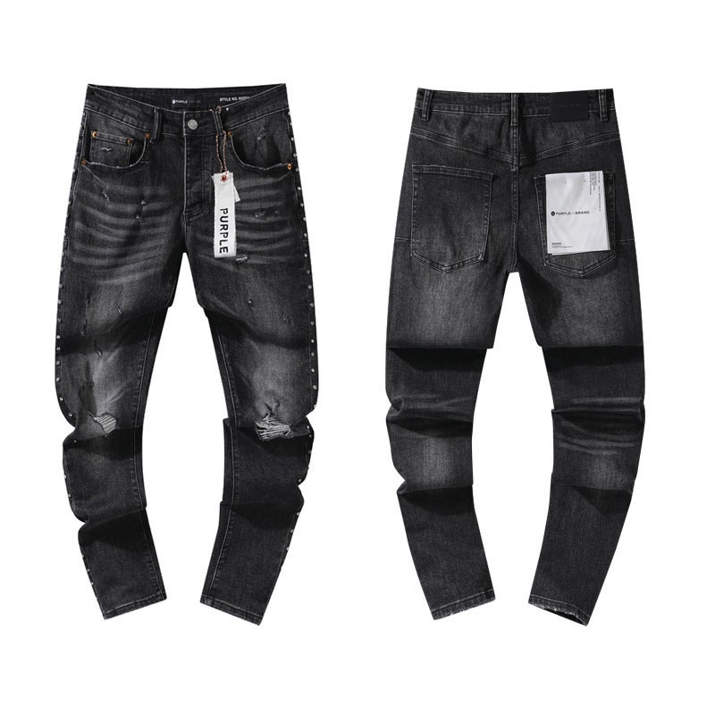 24 Trendy Brand Amri Embroidered Ripped Patch Casual Denim Pants For Men And Women High Street Distressed Jeans - Image 3