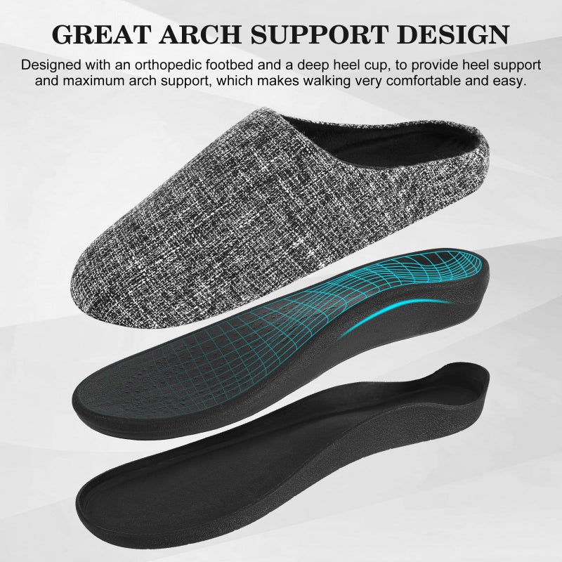 ERGOfoot Orthotic Slippers with Arch Support for Plantar Fasciitis Pain Relief, Comfortable Orthopedic Clog House Shoes with Indoor Outdoor Anti-Skid Rubber Sole - Image 3