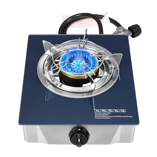 Dr.Camp Propane Gas Stove 12000 BTU Single Burner Glass Top Outdoor Camping Stove with CSA Listed Regulator and Gas Hose - Image 1