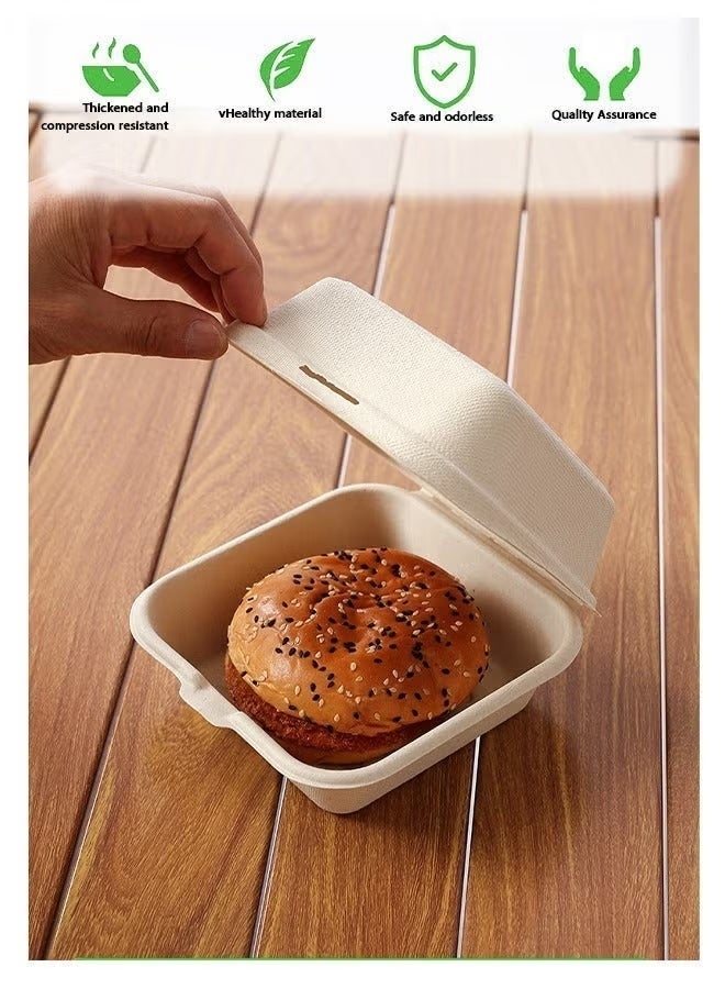 Hoasis 20 Pieces Disposable Cake Burger Box, Food Container for Cookies Pudding Pie Sandwich, Takeaway Lunch Box for Outdoor Picnic (Beige) - Image 2