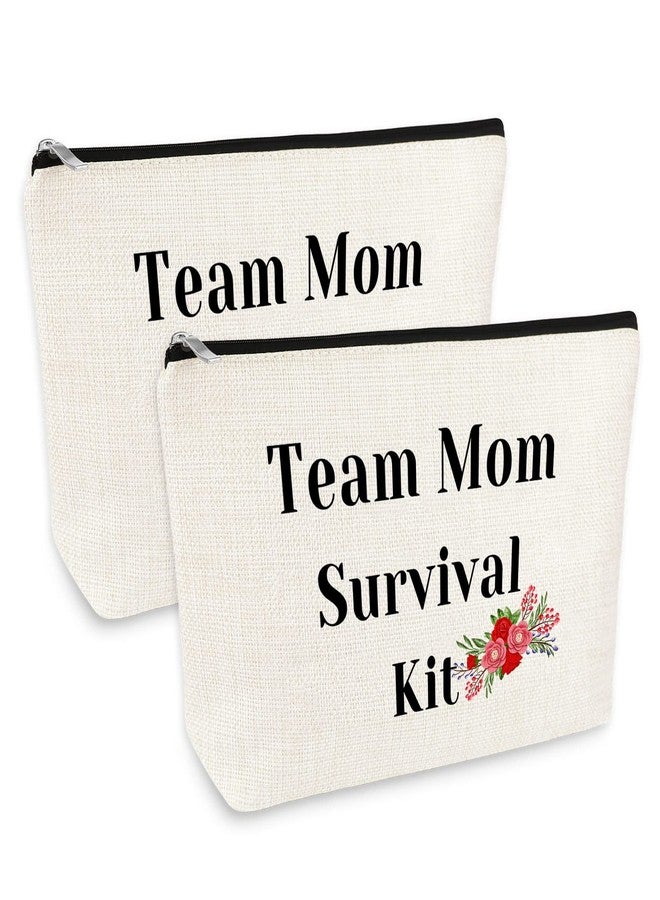 Mikela 2 Pcs Team Mom Gift Team Leader Gift for Women Cosmetic Bag Thank You Gifts for Team Mom Makeup Bag Christmas Birthday Gifts for Coach Team Mom Football Basketball Badminton Leaders Gift Makeup Pouch - Image 1
